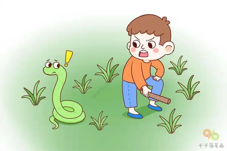 动物成语故事打草惊蛇简笔画