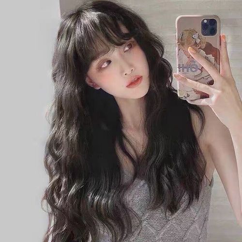 假发女长发羊毛卷空气刘海自然全头套式网红长卷发水波纹玉米烫卷