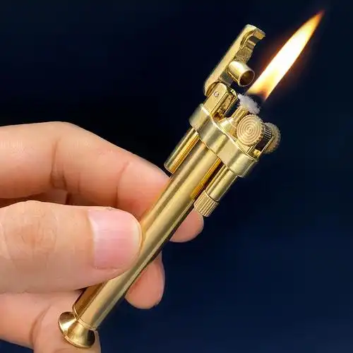 砂轮个性新型异形送男友火把煤油打火机黄铜创意滑轮迷你艺术老式