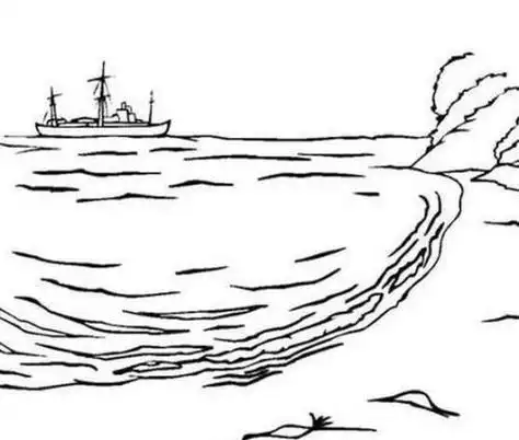 河流与大海的简笔画