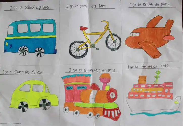 其它 unit 12 优秀作业  通过第12单元的学习,孩子们掌握了交通工具的