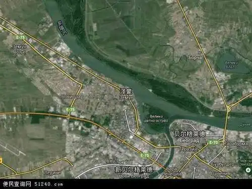 塞尔维亚泽蒙地图(卫星地图)