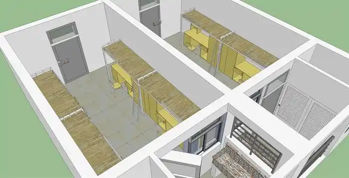 现代简约学生宿舍室内设计su模型[原创]