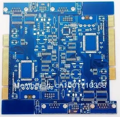 l 8*8cm blue soldermask hasl gold finger rigid  printed