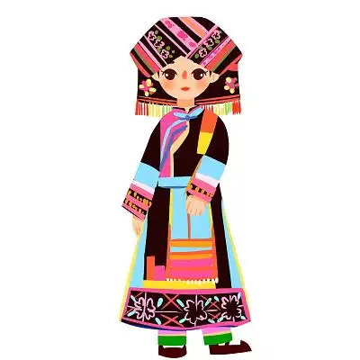 傈僳族民族服饰卡通人物少数民族服装png素材卡通少数民族人数