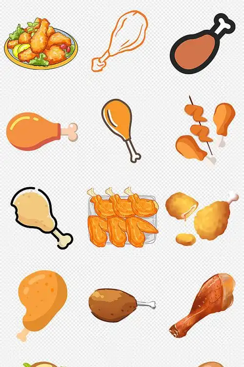 卡通手绘鸡腿炸鸡png免抠素材