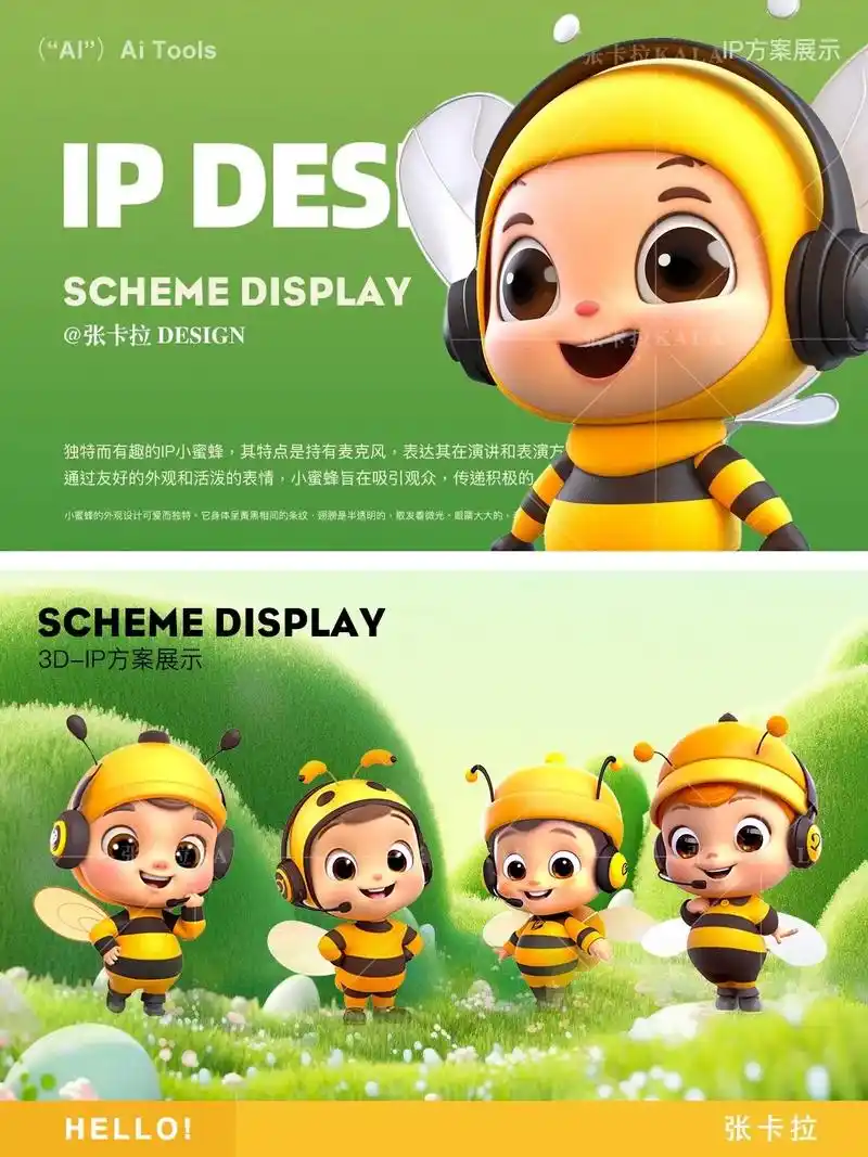 动物ip系列|小蜜蜂吉祥物ip形象  卡.#品牌设计 #蜜蜂 - 抖音