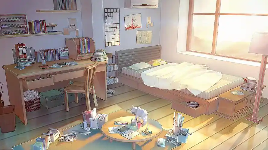 日系场景/再忙也要画作业|插画|插画习作|白翕 - 原创作品 - 站酷