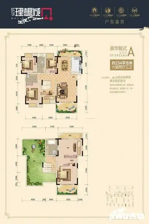 恩施欣华理想城a-复式户型图_首付金额_6室2厅2卫_234.0平米 - 吉屋网