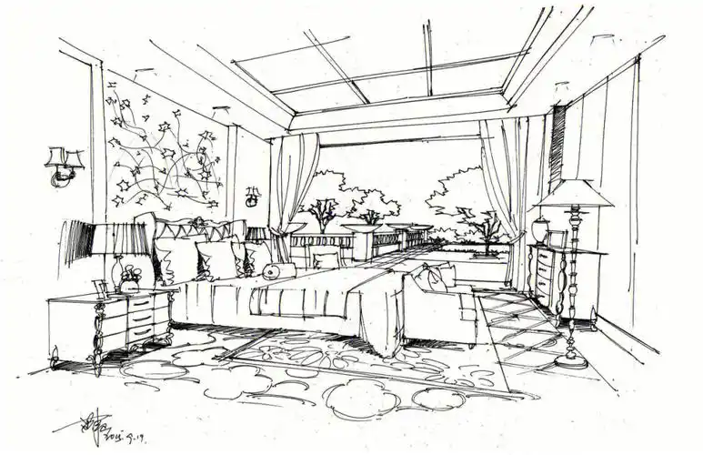 23考研  #临摹线稿  #环艺室内手绘