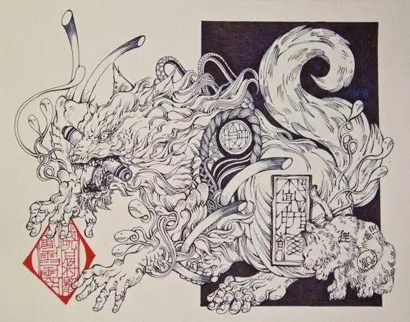 天狗:兽其状如狸而白首,其音如榴榴 ,可以御凶.