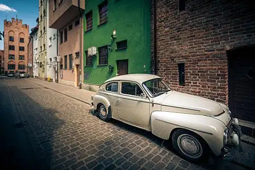 复古,汽车,街道,格丹斯克,波兰,欧洲