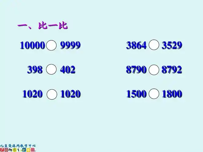一,比一比 10000 9999 3864 3529 398 1020 402 1020 8790 1500 8792