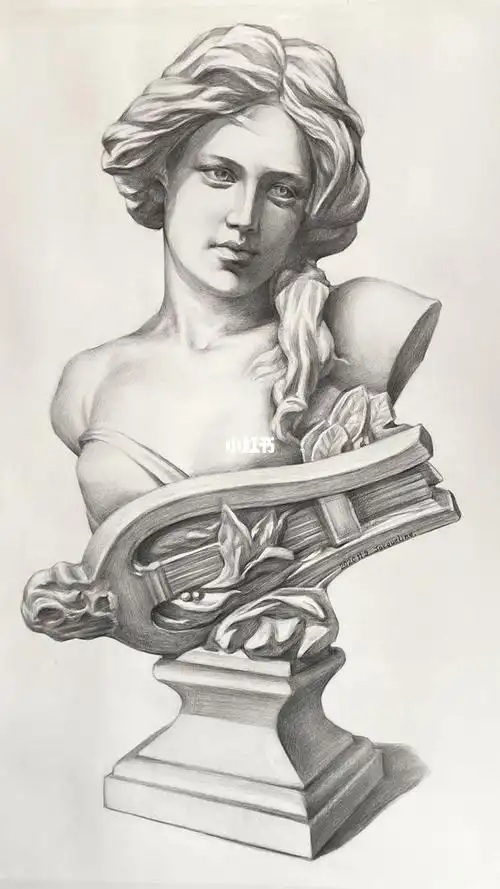 素描石膏琴女