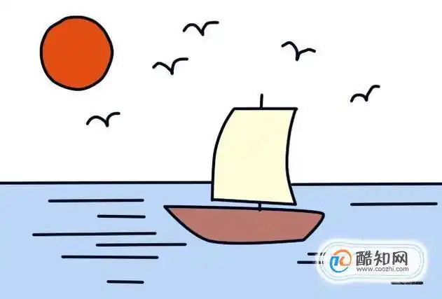 画简笔画风景海上日出简笔画儿童简笔画风景画大全 彩铅简笔画海边