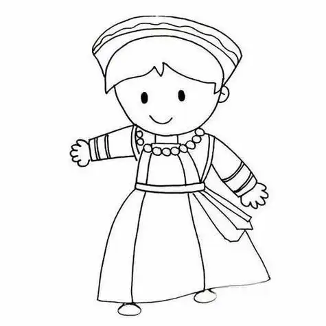 少数民族手抄报穿着土家族服饰的女孩儿简笔画土家族服饰简笔画56个