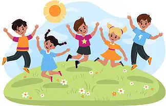 i> i>朋 /i> i>友 /i>在公园矢量卡通平面童年概念中微笑和笑声幼儿园