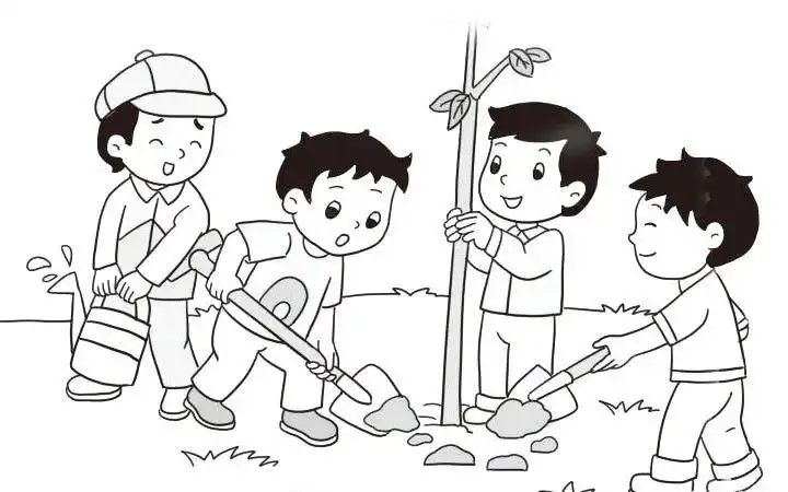 2张植树节主题简笔画图片