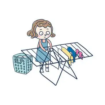 手绘晾衣绳与衣服