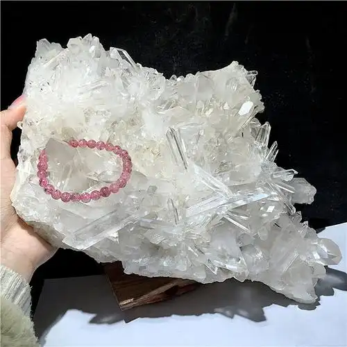 天然白水晶簇原矿皮原石标本挂手链黄色皮彩虹幽灵家居客厅大摆件