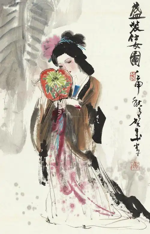 0388盛装仕女图镜心设色纸本