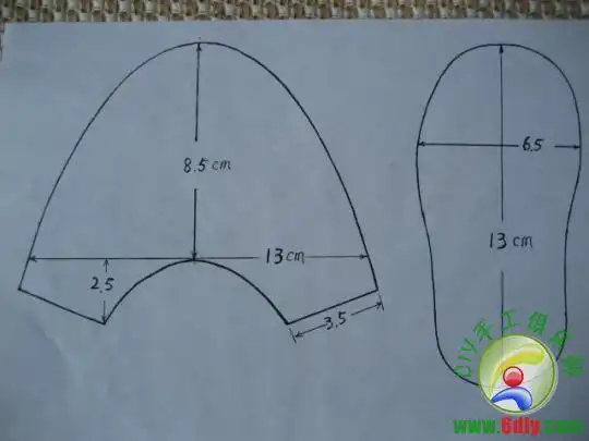 0楼:1_秀秀我做的宝宝棉靴(附鞋样及制作过程) 1.棉靴裁剪图1