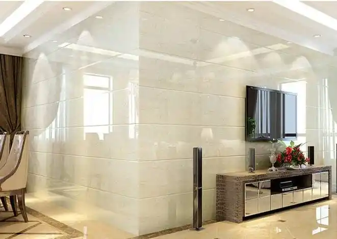 抛光效果好的墙砖,当光照进客厅,到砖上就会产生反射