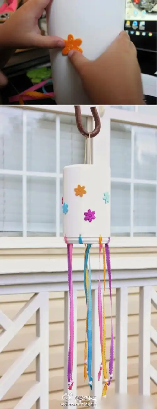 手工-儿童手工#塑料杯风铃~用完的塑料杯不要扔掉哦~其实把他改进一