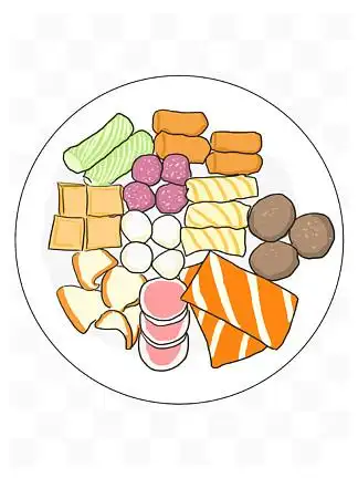 手绘卡通动漫 i>火 /i> i>锅 /i>食材麻辣丸子组合