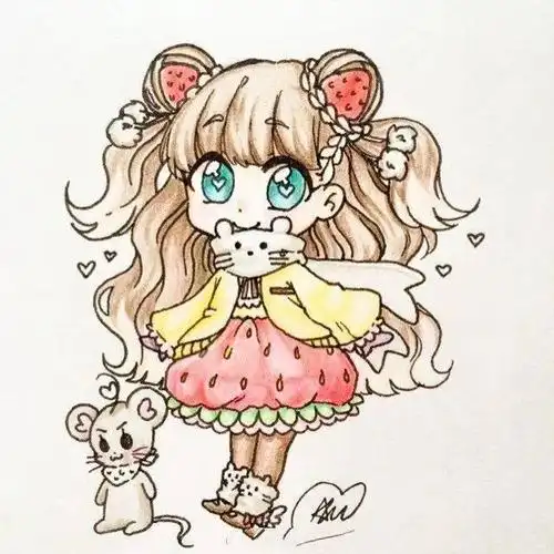 彩铅画动漫人物q版萌图超可爱的彩铅人物画18张