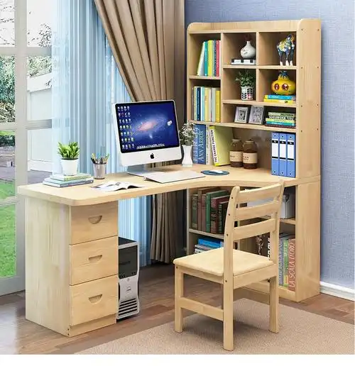 书桌带书架组合电脑台式桌转角写字台学生学习桌书柜一体a款左书架是