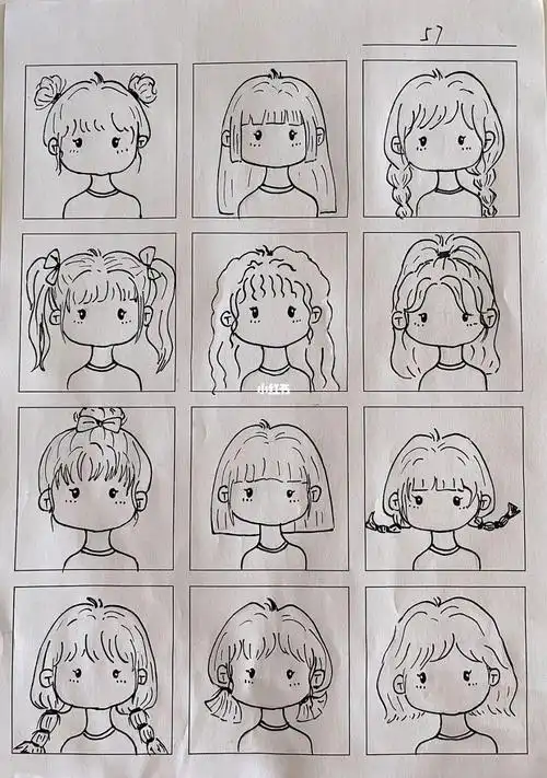 小女孩儿发型简笔画打卡57