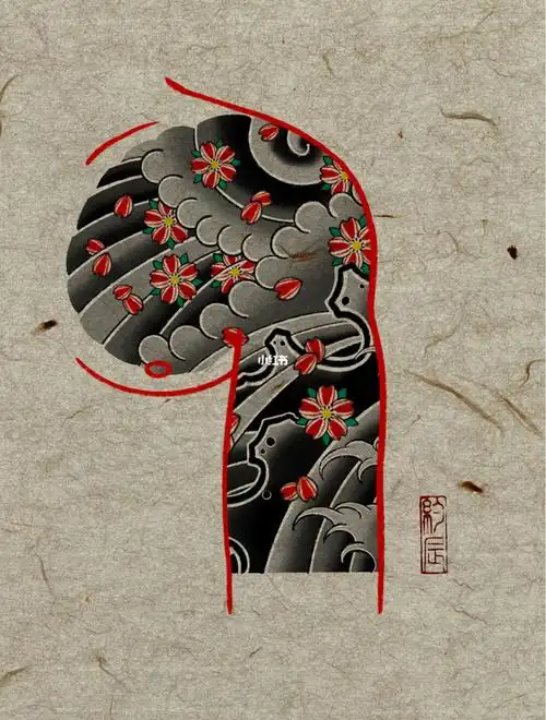 半甲纹身手稿设计