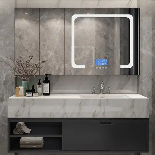 北欧闪电客现代浴室柜大理石卫生间简约洗脸洗手台盆柜轻奢卫浴镜柜