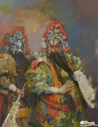 京剧人物《单刀赴会》 作品尺寸:116cmx89cm 创作年代:2008年作 材质