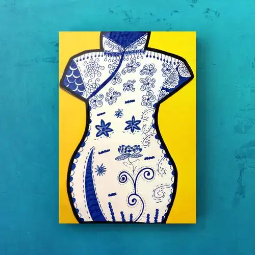 遇见了最美的青花瓷旗袍