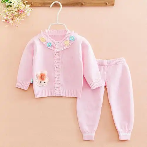 新生儿线衣婴儿毛衣开衫套装1岁儿童秋冬装男女宝宝针织衫3-6个月