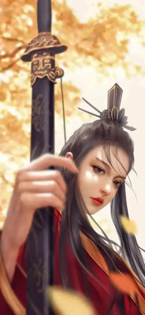 有没有好看的古风执剑红衣美女图片?_尚可名片