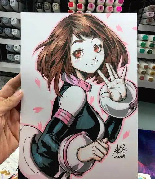 一组马克笔手绘动漫人物插画线条流畅画技了得