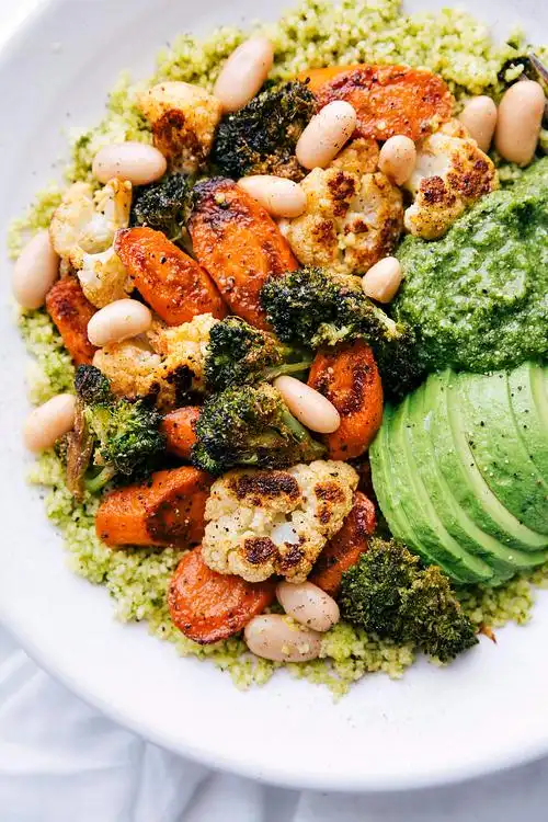 pesto vegetable bowls