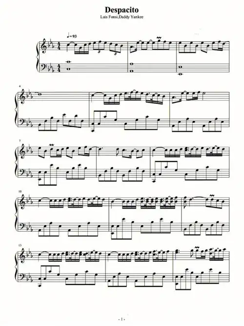 despacito钢琴谱