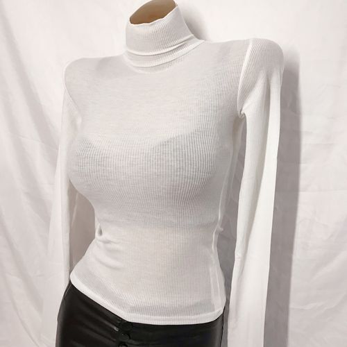 当天天发韩国正品非常性感半透显胸高领打底毛针织衫