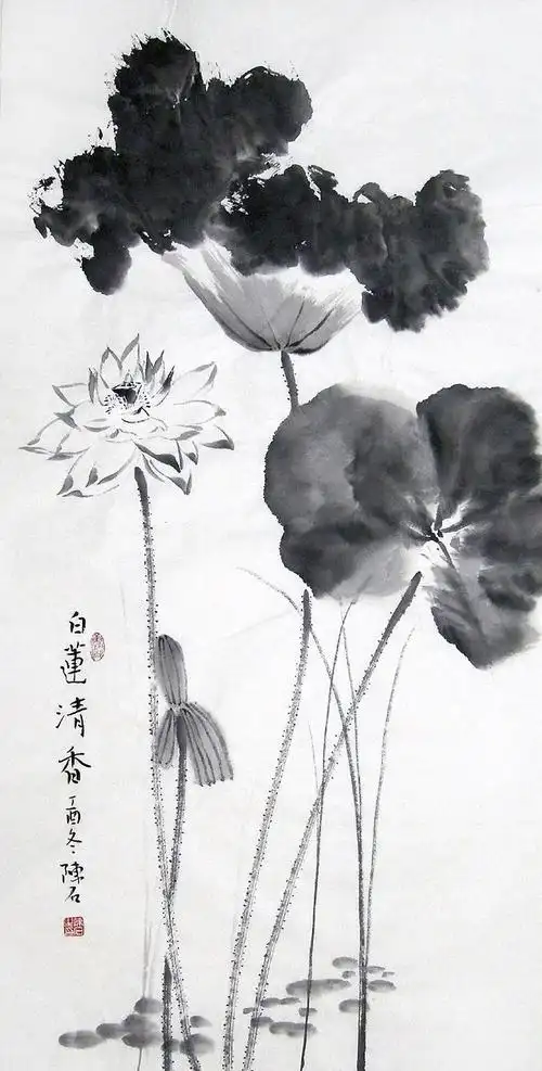 字画书画】c26031陈石纯手绘写意花鸟国画真迹.荷.三尺-淘宝网