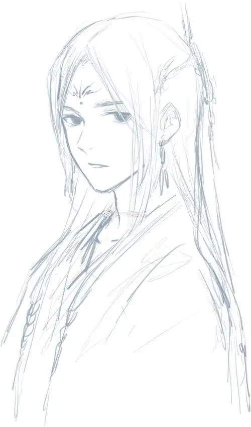 古风简笔画人物素描