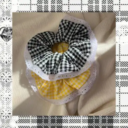 格子花边mona大肠发圈夏日小尾巴