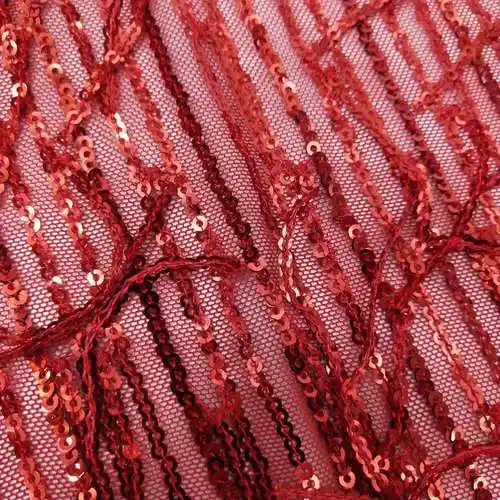 立体绣花流苏面料珠片亮片网布绣花布连衣裙礼服绣花面料