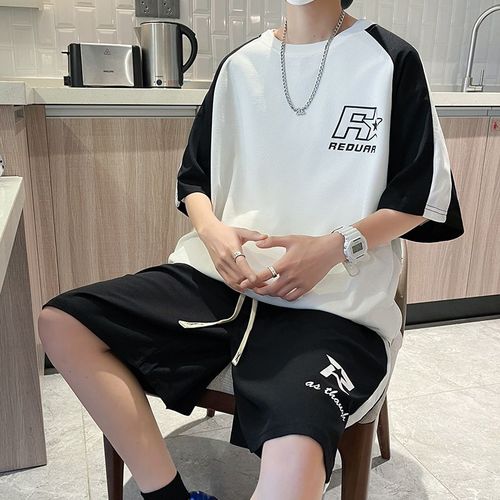 冰丝套装12-15岁青少年t恤男初中生14短袖大童帅气13运动服套装男