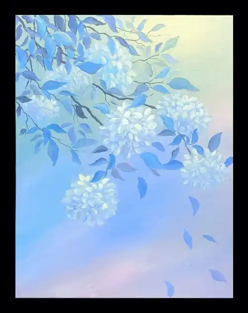 手绘丙烯画绣球花步骤图