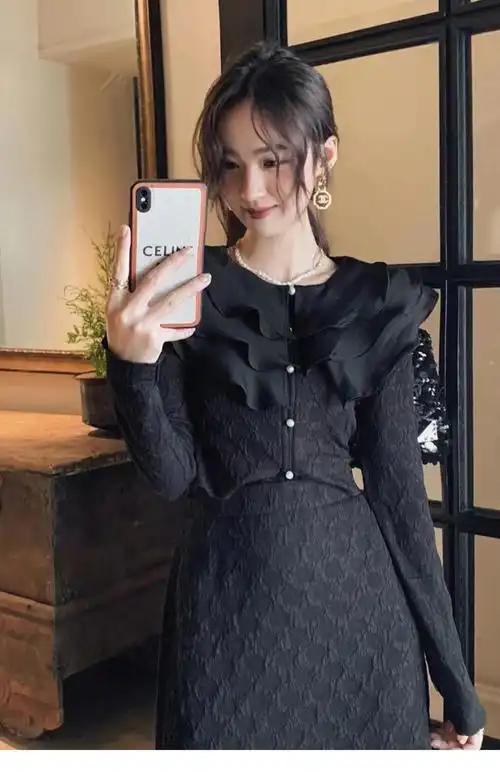 秋季新款高级感小洋装气质名媛高端职业减龄小香风半身裙两件套装