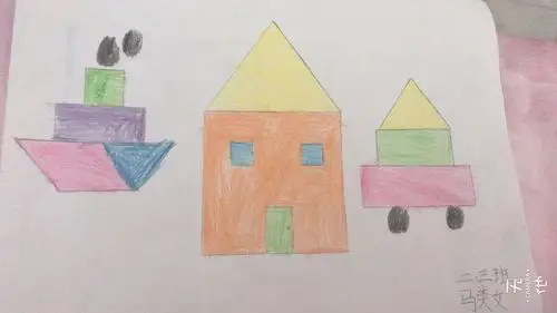 北关小学二年级3班~~~~~不同图形拼成的图画